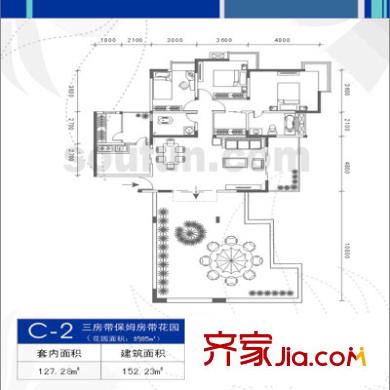天鄰風(fēng)景戶型圖C-2戶型 4室2廳2衛(wèi)1廚