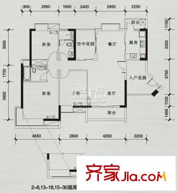 富力城春天里 4室 戶型圖