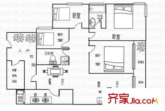 富力城春天里 4室 戶型圖