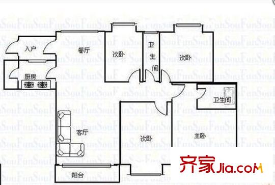 富力城春天里 4室 戶型圖