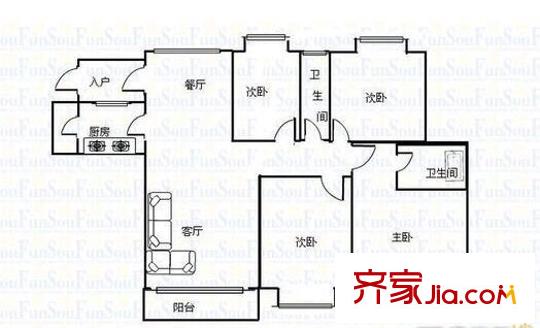 富力城春天里 4室 戶型圖