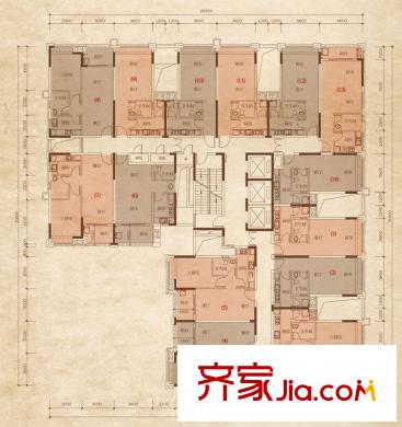 半山華府戶型圖公園一號組團整層平面戶型圖 