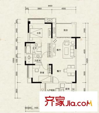 半山公館戶型圖戶型圖 2室2廳2衛(wèi)1廚