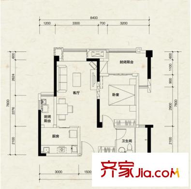 半山公館戶型圖戶型圖 1室1廳1衛(wèi)1廚