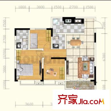 青河世家戶型圖9號(hào)樓3號(hào)房 3室2廳2衛(wèi)1廚