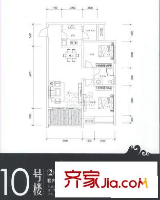 巨成龍灣戶型圖10號(hào)樓2、4、7、9號(hào)房 2室2廳1衛(wèi)1廚