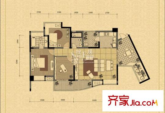 中渝山頂?shù)酪继?hào)戶型圖2棟3號(hào)、6號(hào) 3室2廳2衛(wèi)1廚