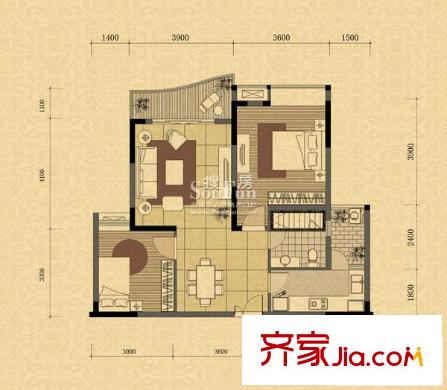 中渝山頂?shù)酪继枒粜蛨D1棟4號、3棟4號 2室2廳1衛(wèi)1廚