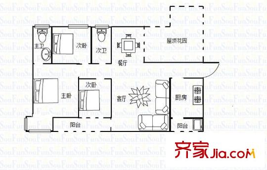 奧林匹克花園四期 3室 戶型圖