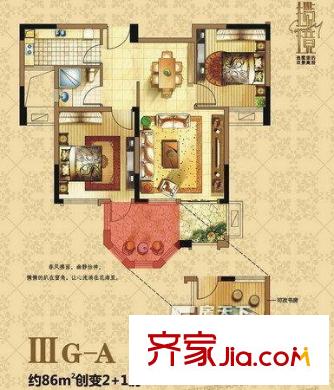 奧林匹克花園四期 3室 戶型圖