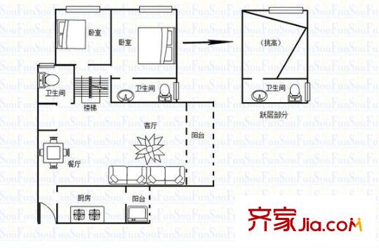奧林匹克花園四期 3室 戶型圖
