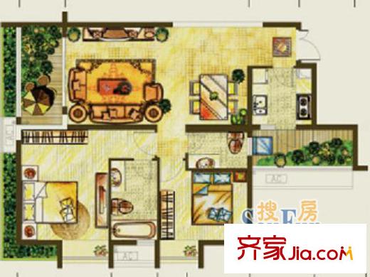 華宇林泉雅舍二期戶型圖戶型圖7 2室2廳1衛(wèi)1廚