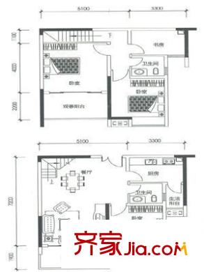 奧林匹克花園四期 3室 戶型圖