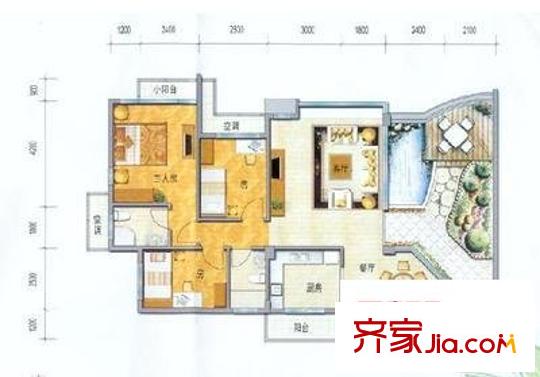 學府大道69號 3室 戶型圖