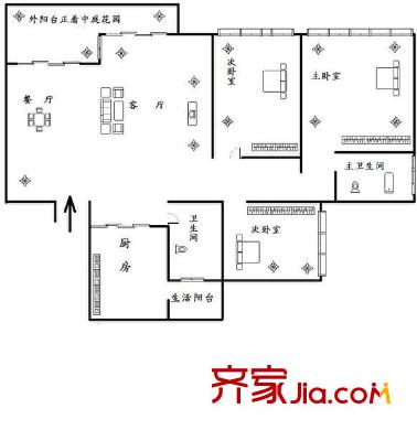 學府大道69號 3室 戶型圖