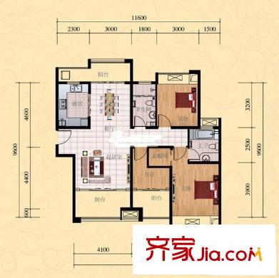 學府大道69號 3室 戶型圖
