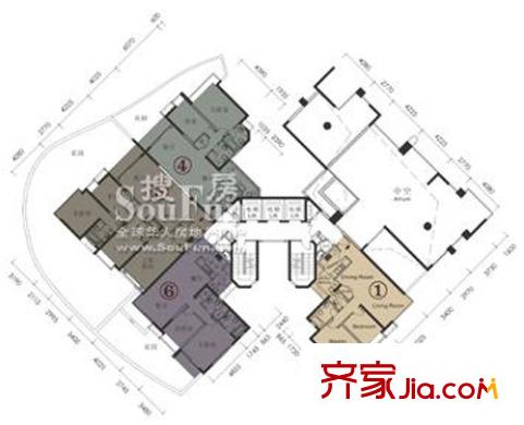 瑞安重慶天地戶型圖11號樓2F(1、4、5、6號房) 2室2廳2衛(wèi)1廚