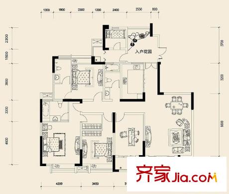 保利高爾夫豪園戶型圖G戶型 5室2廳3衛(wèi)1廚