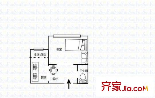融匯溫泉城B區(qū) 1室 戶型圖