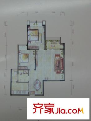 隆鑫天雨方戶型圖一期2號樓標(biāo)準(zhǔn)層69.84平方米戶型 2室2廳1衛(wèi)1廚
