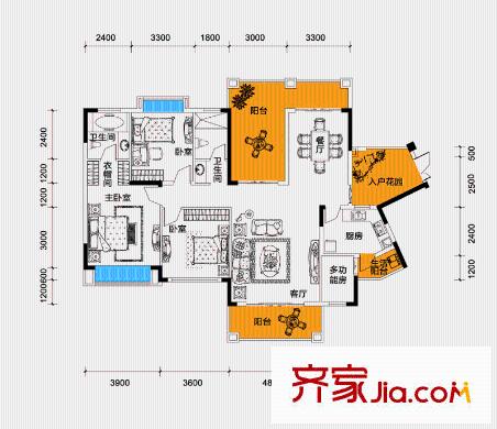 愛加西西里戶型圖戶型圖 3室2廳2衛(wèi)1廚