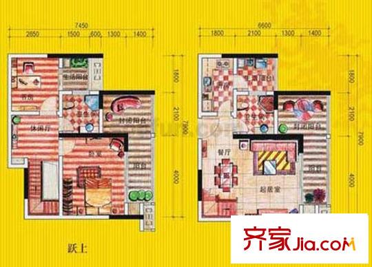 融僑諾丁陽光戶型圖2、10號樓-C1 2室2廳2衛(wèi)1廚