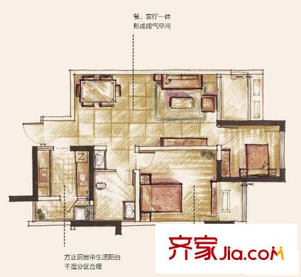 融匯溫泉城A區(qū)戶型圖9號樓經(jīng)典兩房 2室2廳1衛(wèi)1廚