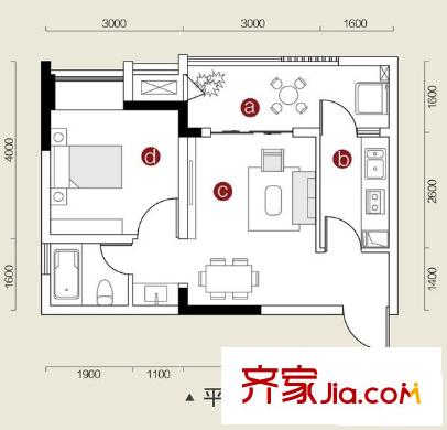 融匯溫泉城A區(qū)戶型圖上筑9、10#樓A15(售完) 1室1廳1衛(wèi)1廚