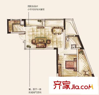 融匯溫泉城A區(qū)戶型圖9號樓創(chuàng)意一房 1室1廳1衛(wèi)1廚