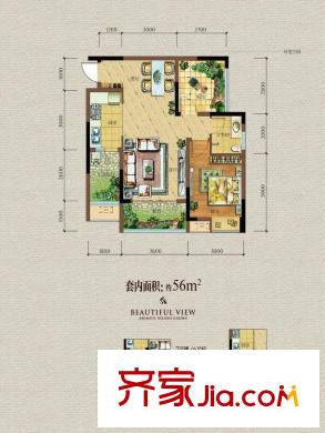 中交麗景二期8號樓標(biāo)準(zhǔn)層G4戶型 1室2廳1衛(wèi)1廚