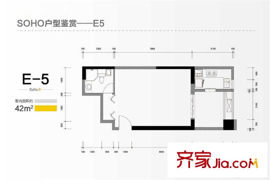 華潤二十四城四期39號樓標準層E-5戶型 1室1廳1衛(wèi)1廚