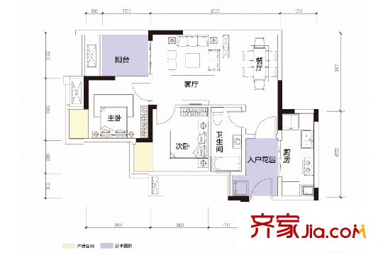 華潤二十四城三期28/29/30號樓標準層C戶型 2室2廳1衛(wèi)1廚