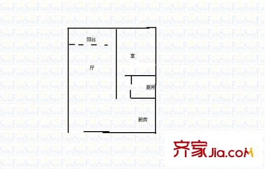 奧林匹克花園七期紫楓郡 1室 戶型圖
