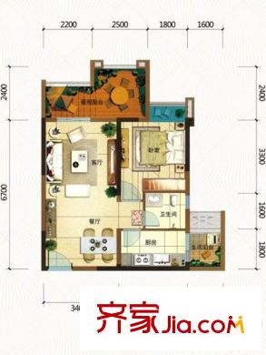 北大資源博雅一期高層1棟標(biāo)準(zhǔn)層A戶型 1室2廳1衛(wèi)1廚
