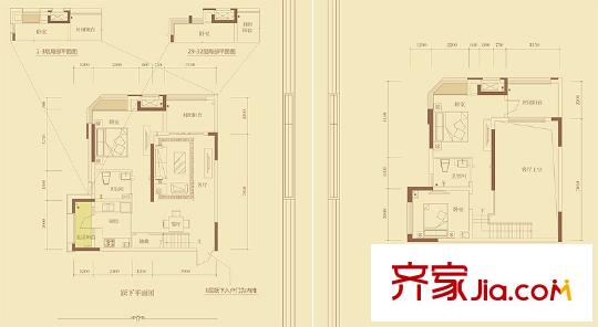 融創(chuàng)御錦戶型圖1期1/2號樓A戶型(標(biāo)準(zhǔn)層) 3室2廳2衛(wèi)1廚