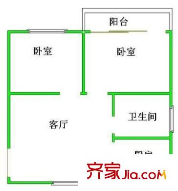 吳城仕家戶型圖戶型圖 2室1廳1衛(wèi)1廚