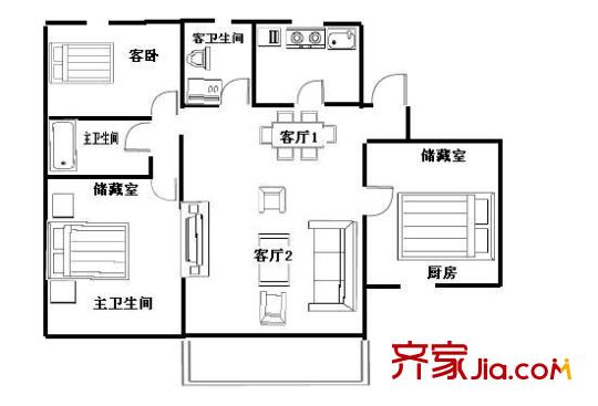 桃花塢小區(qū)戶(hù)型圖戶(hù)型圖 3室2廳2衛(wèi)1廚