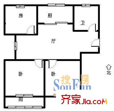 巴里新村戶型圖戶型圖 3室1廳1衛(wèi)1廚