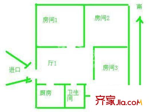 桃花塢小區(qū)戶型圖戶型圖 3室1廳1衛(wèi)1廚
