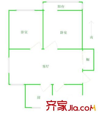 巴里新村戶型圖戶型圖 2室1廳1衛(wèi)1廚