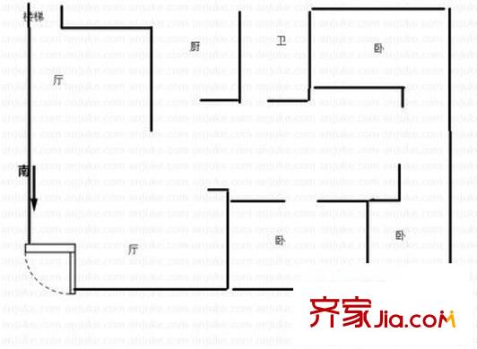王天井巷 3室 戶型圖