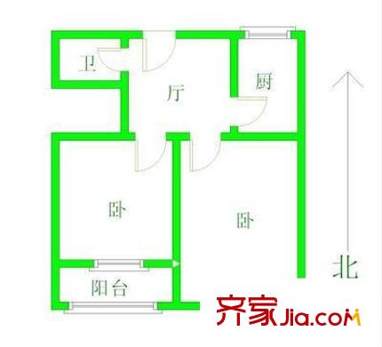 南五涇浜戶(hù)型圖戶(hù)型圖 2室1廳1衛(wèi)1廚