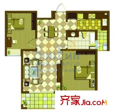 南五涇浜戶(hù)型圖戶(hù)型圖 2室2廳1衛(wèi)1廚