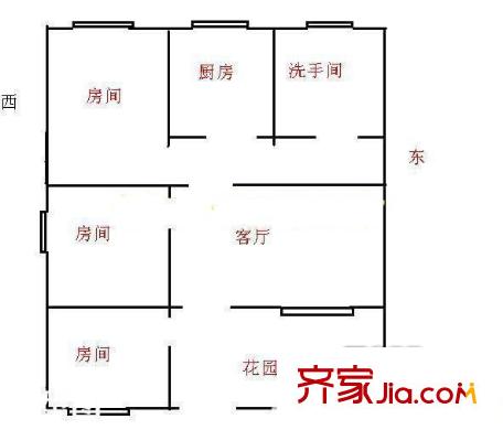 洋涇村戶型圖戶型圖 3室2廳1衛(wèi)1廚