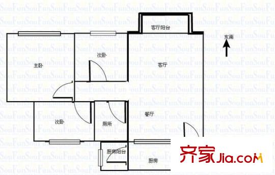 盛澤印染新村戶型圖戶型圖 3室2廳1衛(wèi)1廚