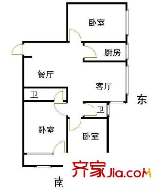 盛澤印染新村戶型圖戶型圖 3室2廳1衛(wèi)1廚