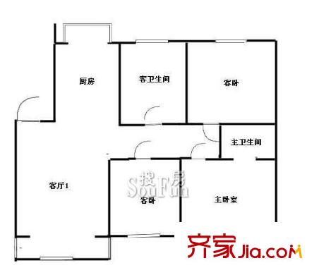 盛澤印染新村戶型圖戶型圖 3室2廳1衛(wèi)1廚
