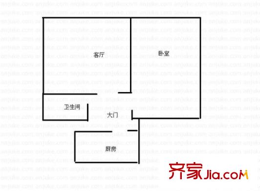 齊門新村 1室 戶型圖