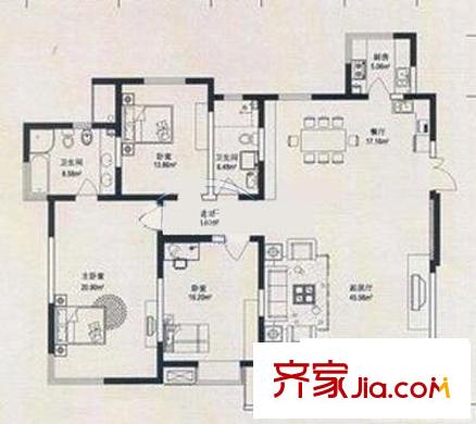 天靈小區(qū) 3室 戶型圖