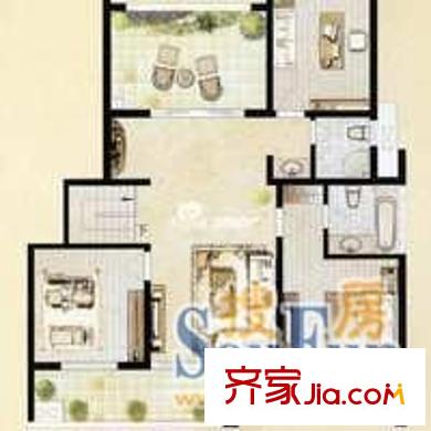西美花苑 3室 戶型圖